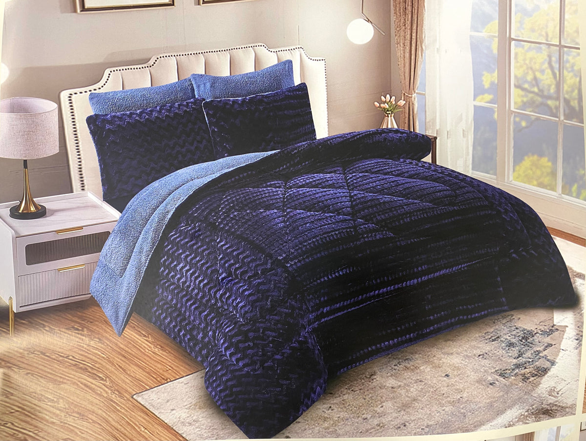 Edredón Sherpa con pelo borreguito de 5 piezas en varios colores y medidas