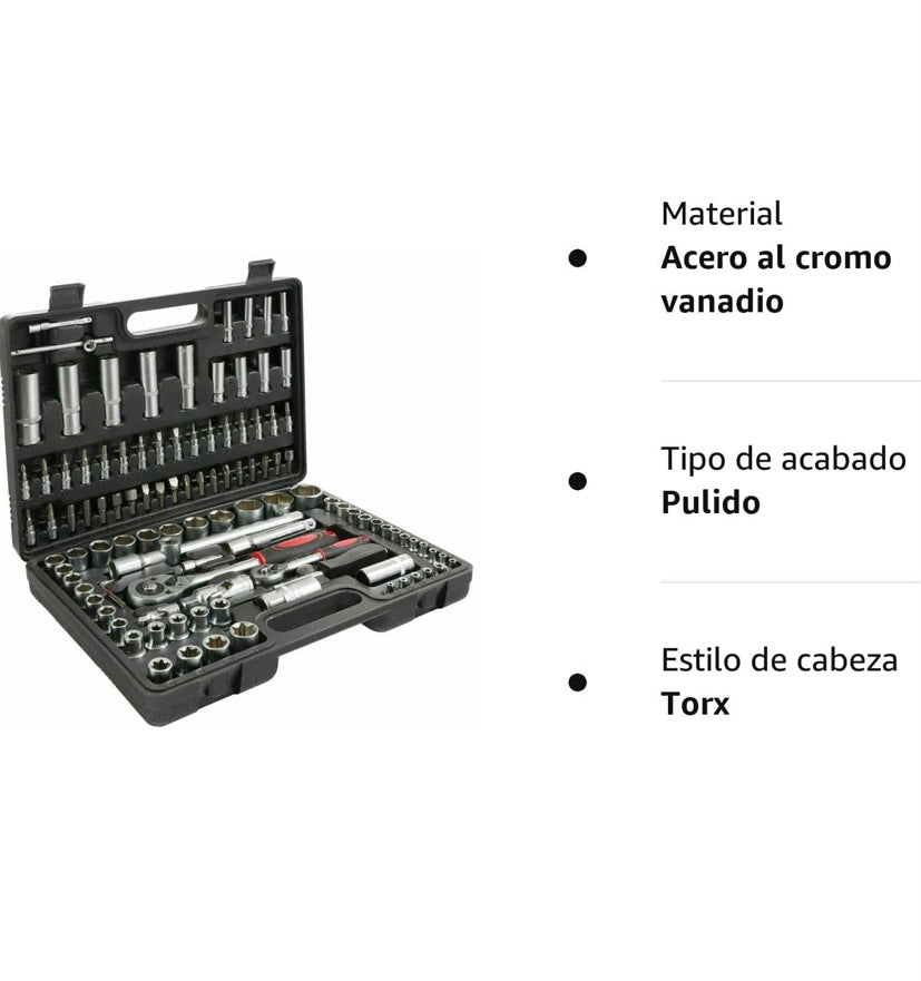 Extreme Tools Juego de herramientas de 108 piezas Vasos para Llaves Carraca, incluye Llave de Trinquete, Ideal para Bricolaje, Reparación o Trabajos Mecánicos