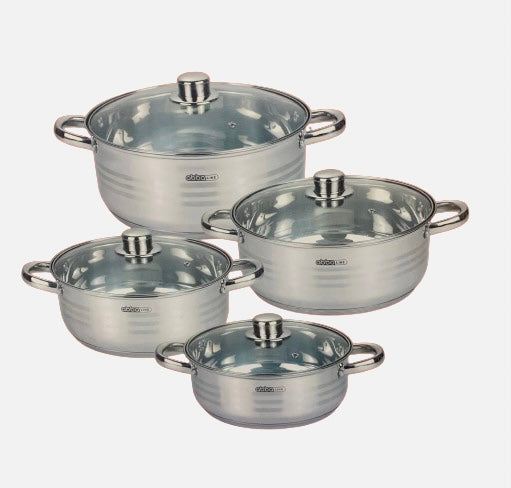 Batería de cocina de 4 Ollas en acero inoxidable para todo tipo de cocina