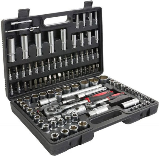 Extreme Tools Juego de herramientas de 108 piezas Vasos para Llaves Carraca, incluye Llave de Trinquete, Ideal para Bricolaje, Reparación o Trabajos Mecánicos