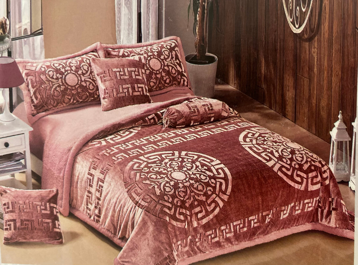 Edredón Borreguito estilo versace de 4 piezas para camas individuales 90 105 en varios colores y medidas