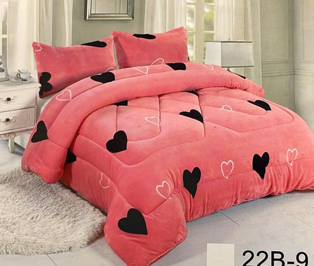 Edredón Invierno Borreguillo con su relleno para todo tipo de cama matrimonio con 2 fundas de almohada disponible en varios colores