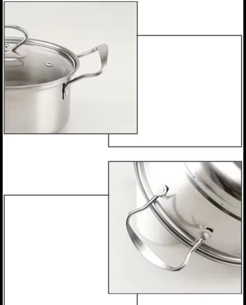 Bateria de cocina de 4 piezas en acero inoxidable con sus tapaderas de cristal apta para todo tipo de cocina
