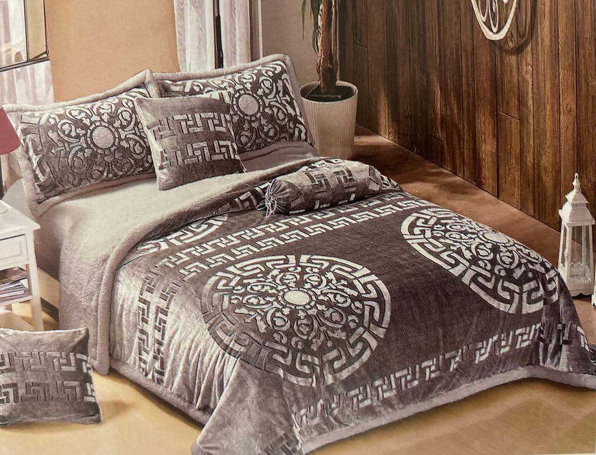 Edredón Borreguito estilo versace de 4 piezas para camas individuales 90 105 en varios colores y medidas