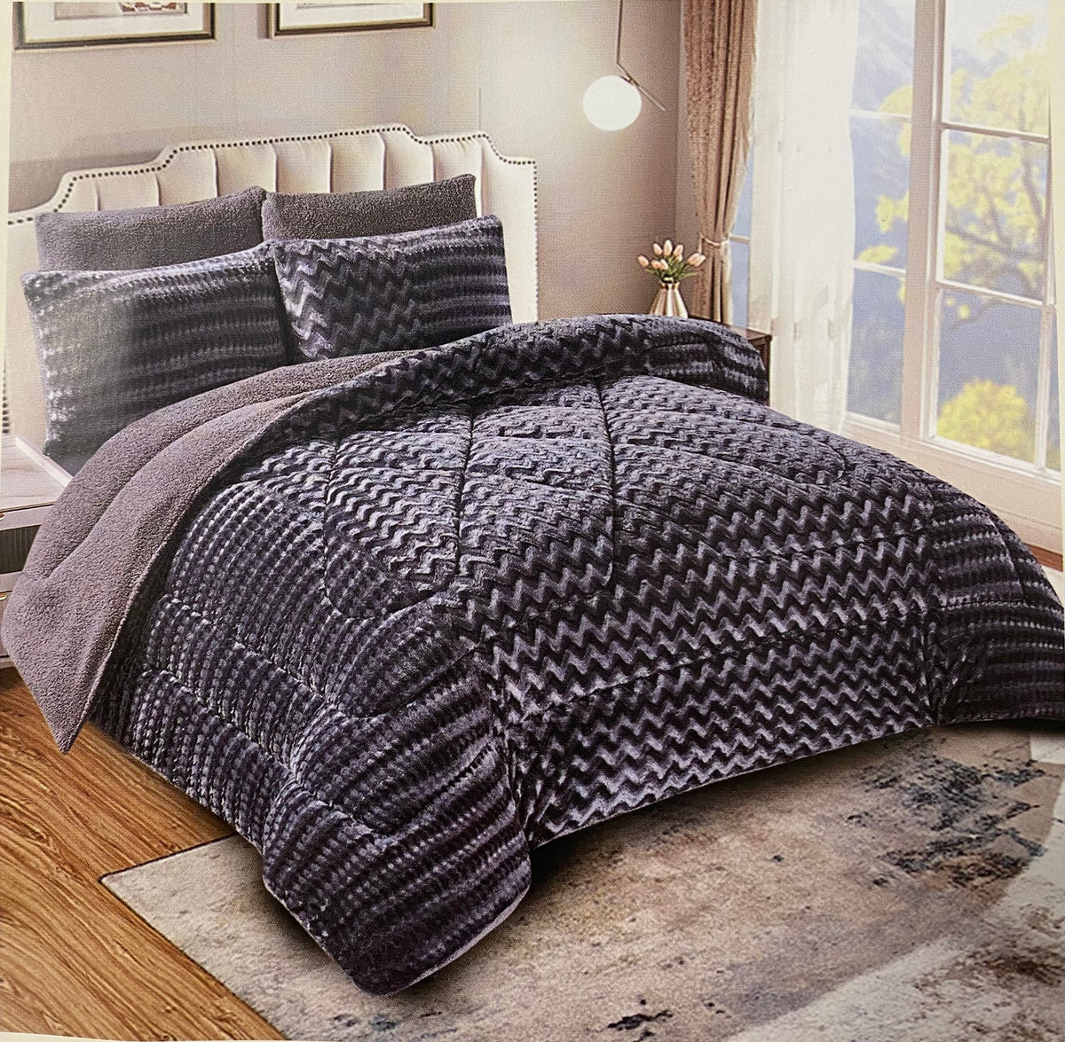Edredón Sherpa con pelo borreguito de 5 piezas en varios colores y medidas