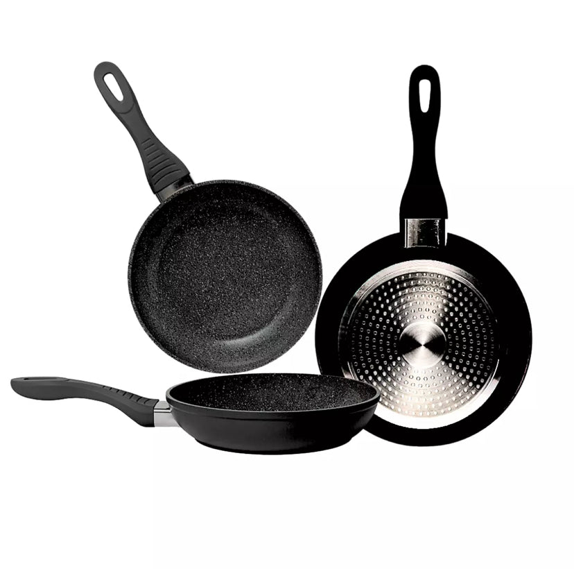 Set de 3  Sarténes de 20 24 y 28cm revestimiento antiadherente a la piedra