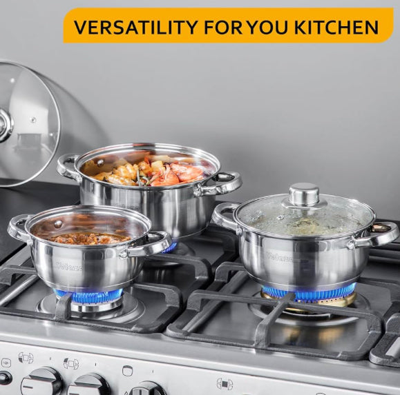 Batería de cocina de 4 Ollas en acero inoxidable para todo tipo de cocina