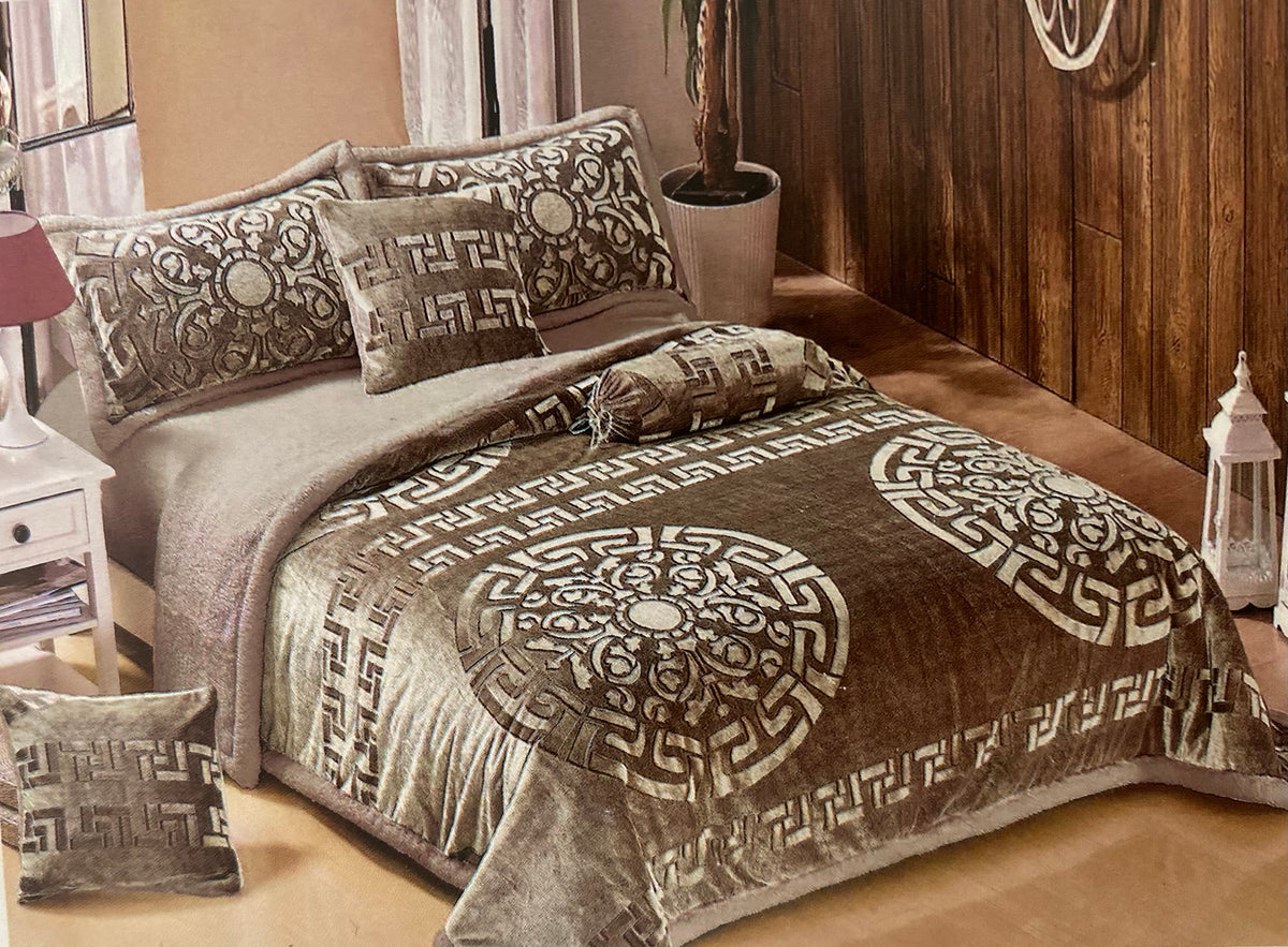 Edredón Borreguito estilo versace de 4 piezas para camas individuales 90 105 en varios colores y medidas