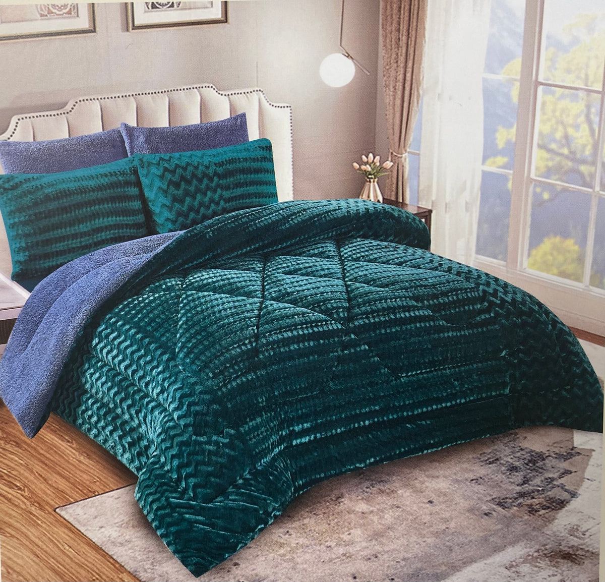 Edredón Sherpa con pelo borreguito de 5 piezas en varios colores y medidas