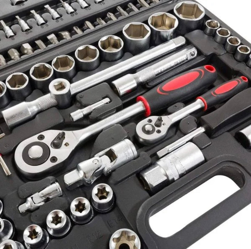 Extreme Tools Juego de herramientas de 108 piezas Vasos para Llaves Carraca, incluye Llave de Trinquete, Ideal para Bricolaje, Reparación o Trabajos Mecánicos