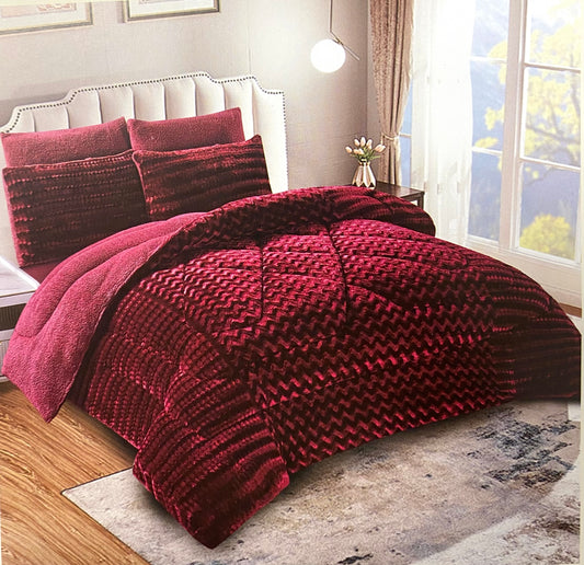 Edredón Sherpa con pelo borreguito de 5 piezas en varios colores y medidas