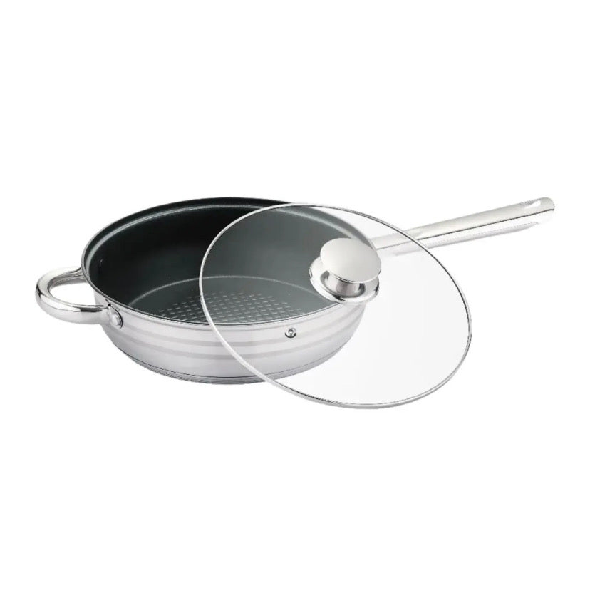 Batería de Cocina 6 Piezas en Acero Inoxidable con Tapas - Apta para Todo Tipo de Cocinas
