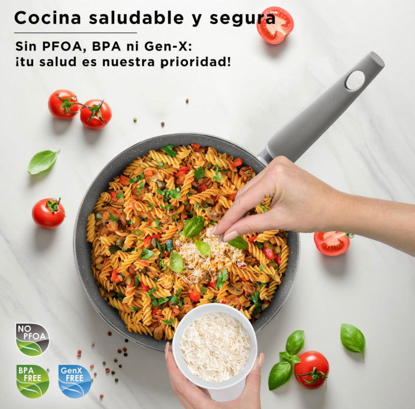 Set de 3  Sarténes de 20 24 y 28cm revestimiento antiadherente a la piedra