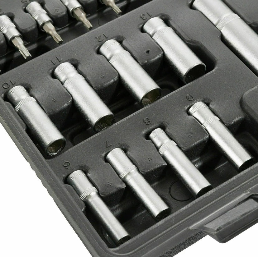 Extreme Tools Juego de herramientas de 108 piezas Vasos para Llaves Carraca, incluye Llave de Trinquete, Ideal para Bricolaje, Reparación o Trabajos Mecánicos