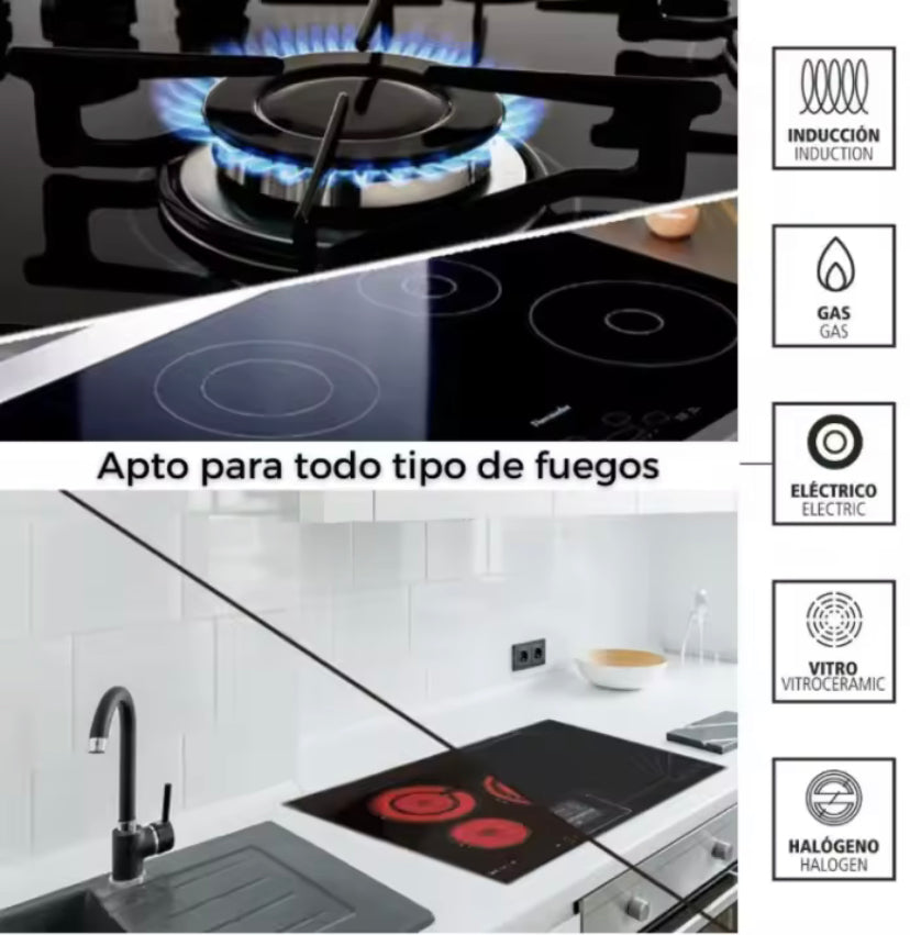Bateria de cocina de 4 piezas en acero inoxidable con sus tapaderas de cristal apta para todo tipo de cocina