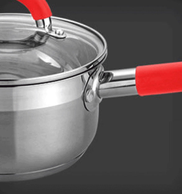 Pack de batería de cocina de 12 piezas en acero inoxidable con sus tapaderas y un juego de 6 cuchillos