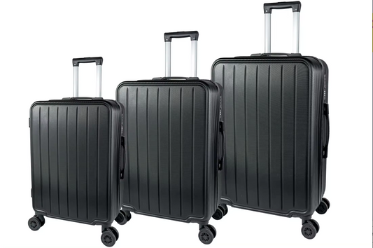Juego de 3 Maletas Rayadas (20"+24"+28") Maletas Rígidas Ligeras de Policarbonato Antiarañazos, 360° Ruedas Silenciosas Dobles, Cerradura TSA-