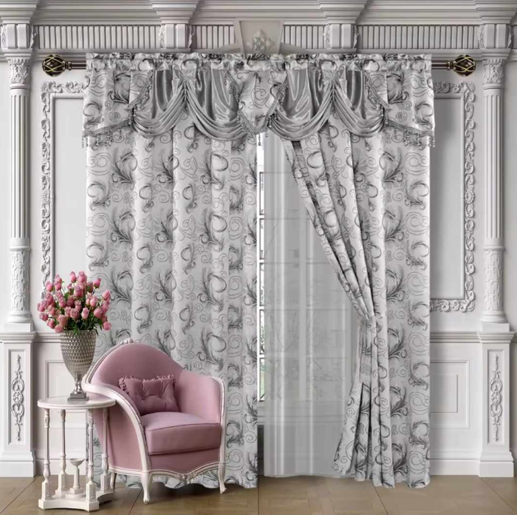 Cortinas clásicas de doble capa de tela y volante incliuido estilo retro elegante adecuadas para ventanas de sala de estar y dormitorio