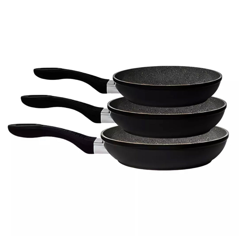 Set de 3  Sarténes de 20 24 y 28cm revestimiento antiadherente a la piedra