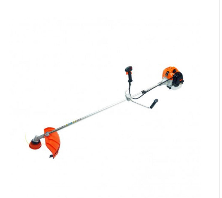 Desbrozadora LINEA HD con motor gasolina 52cc, 3,5cv, 2 accesorios de corte, manillar de agarre doble, arnés y kit de herramientas.