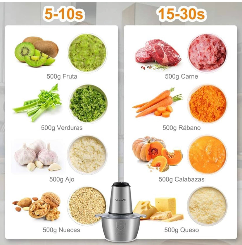 Cheffinger Germany Picadora Eléctrica de Carne y Verdura Multifuncional Acero inoxidable 1000 W / 3 Litros 6 chuchillas