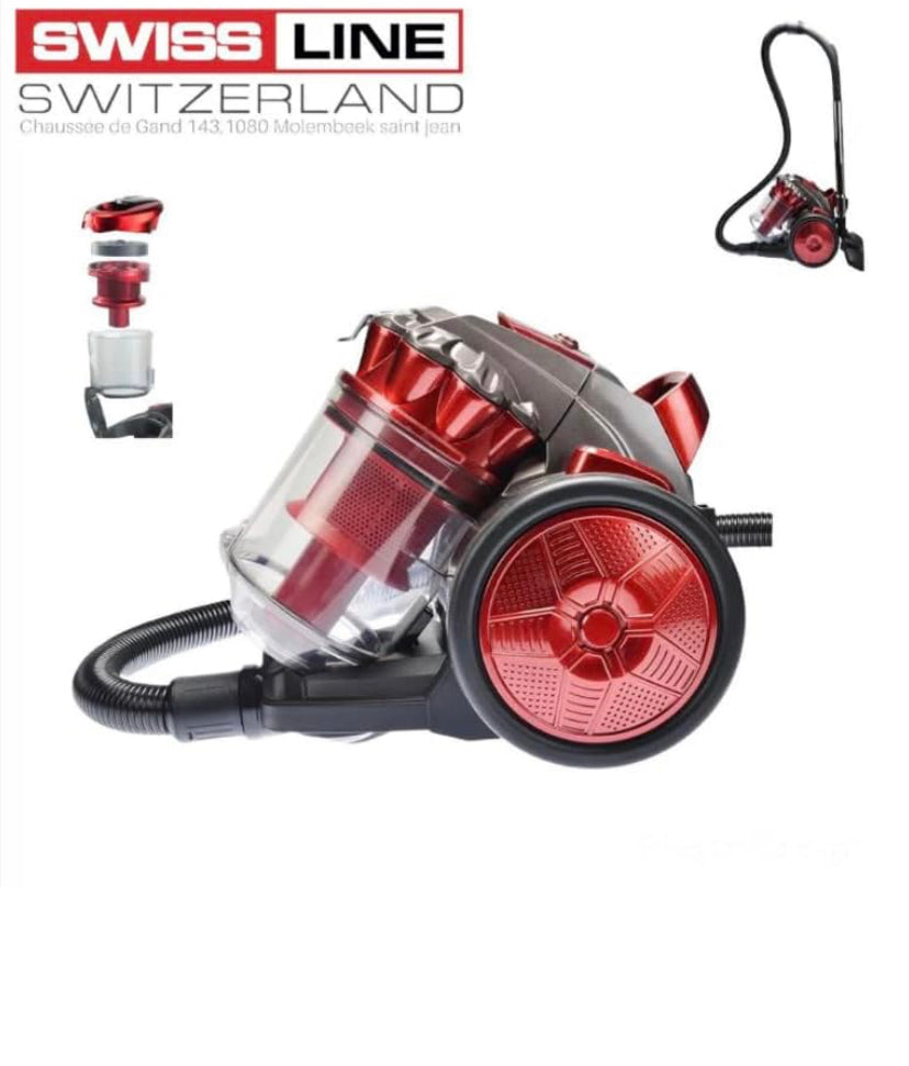 Swiss Line Switzerland Compact XXL - Aspiradora sin bolsa, motor de bajo consumo, 900 W, filtración ciclónica avanzada, depósito de suciedad extragrande de 3 Litros, compacta, kit clásico